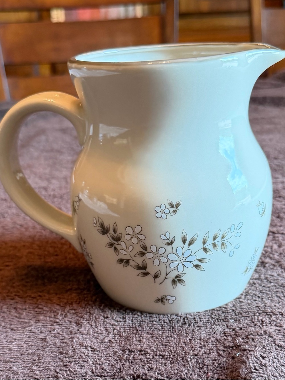 Vintage Newcor Candlelight Stoneware Floral Pitcher Japan 6”